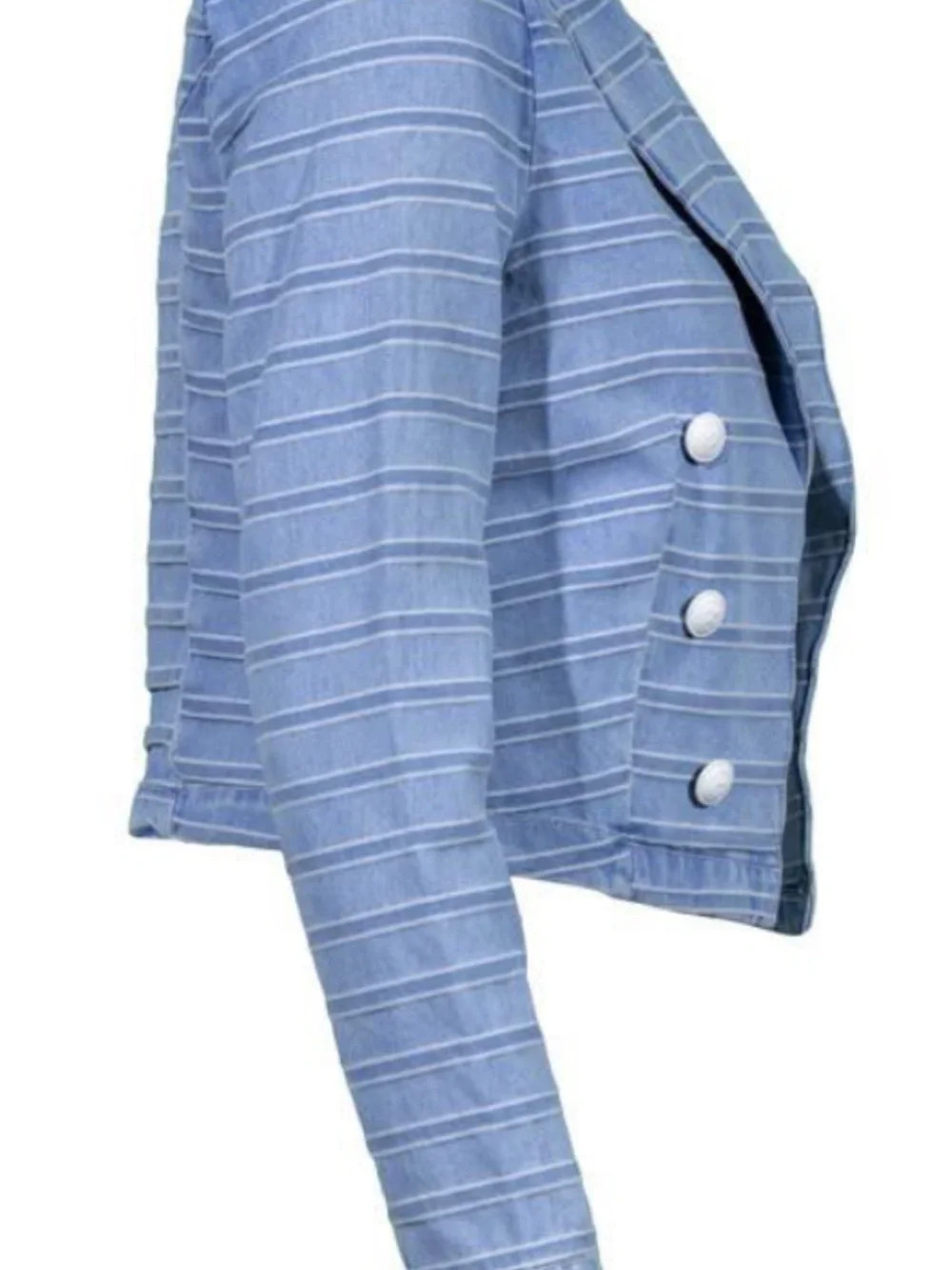New L'AGENCE Blue Striped Cropped Double-Breasted Jacket Blazer